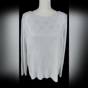 liz claiborne Lace Top Sweater Size XL Fluff Pearl Style Fashion
